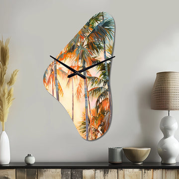 Palm Trees Romantic Impression I - Asymmetric Metal Wall Clock